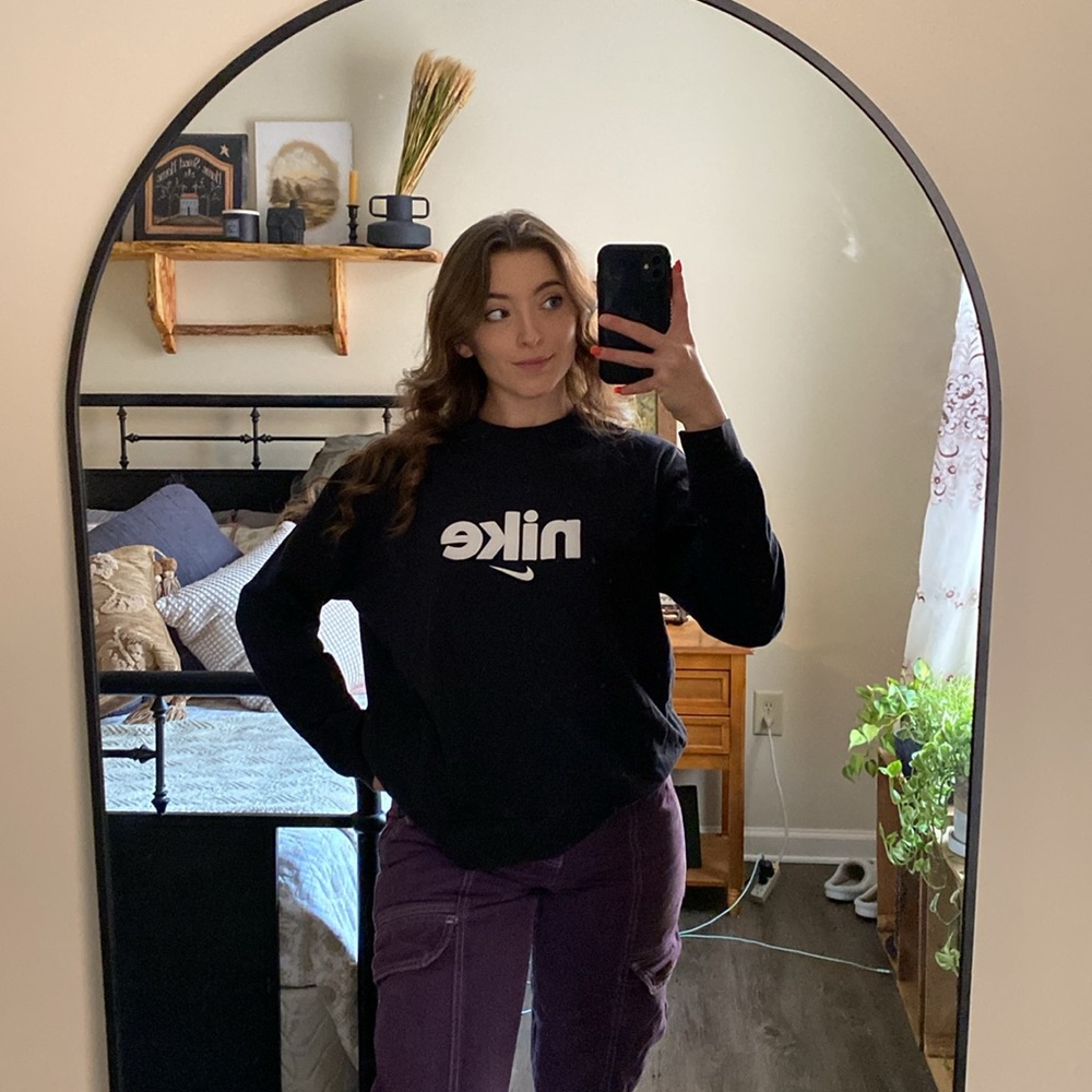 Nike Long Sleeve Black Bubble Logo Pullover — Women’s L